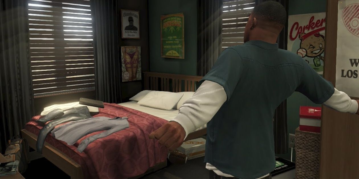 Frankling getting ready to sleep in Grand Theft Auto 5