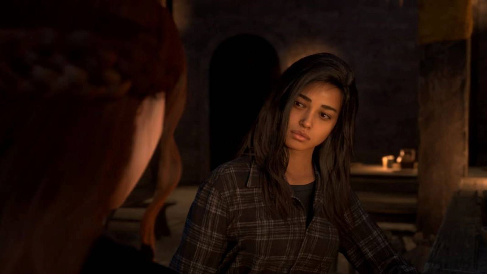 Frey Holland speaking to an NPC in Forspoken