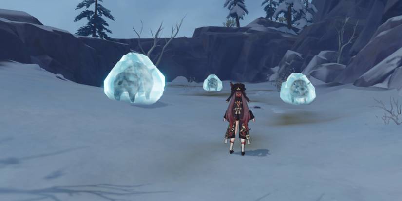 Genshin Impact Frozen Boars in Dragonspine 