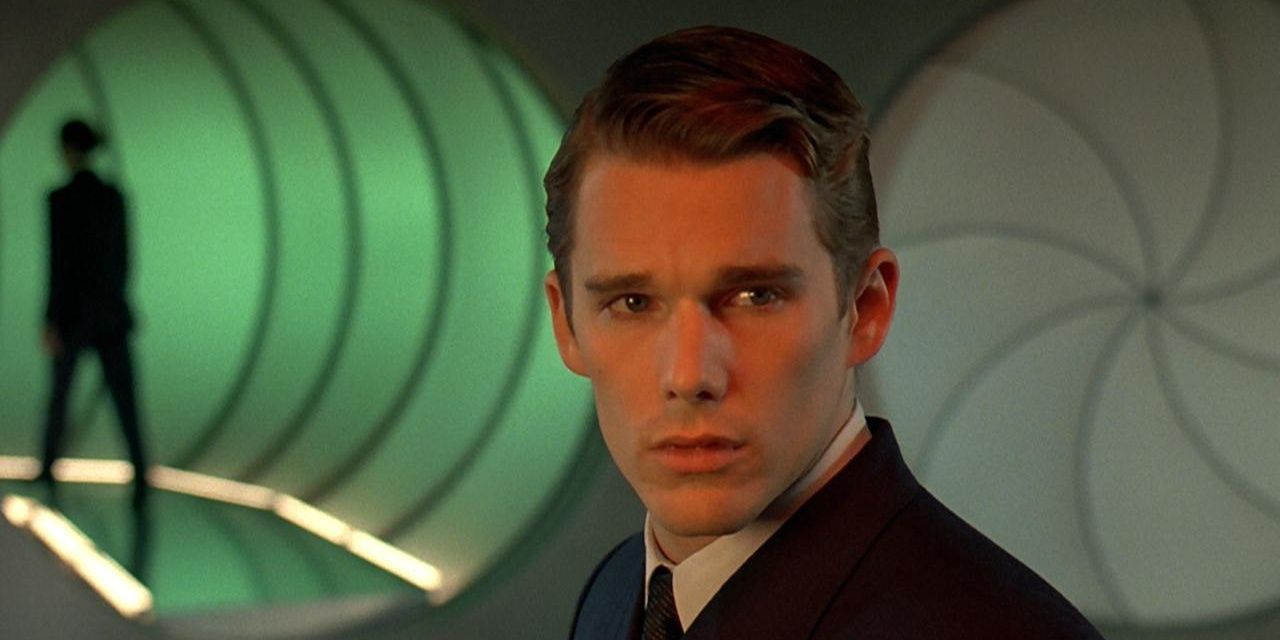 Gattaca's Vincent Freeman (Ethan Hawke) at the Gattaca space center