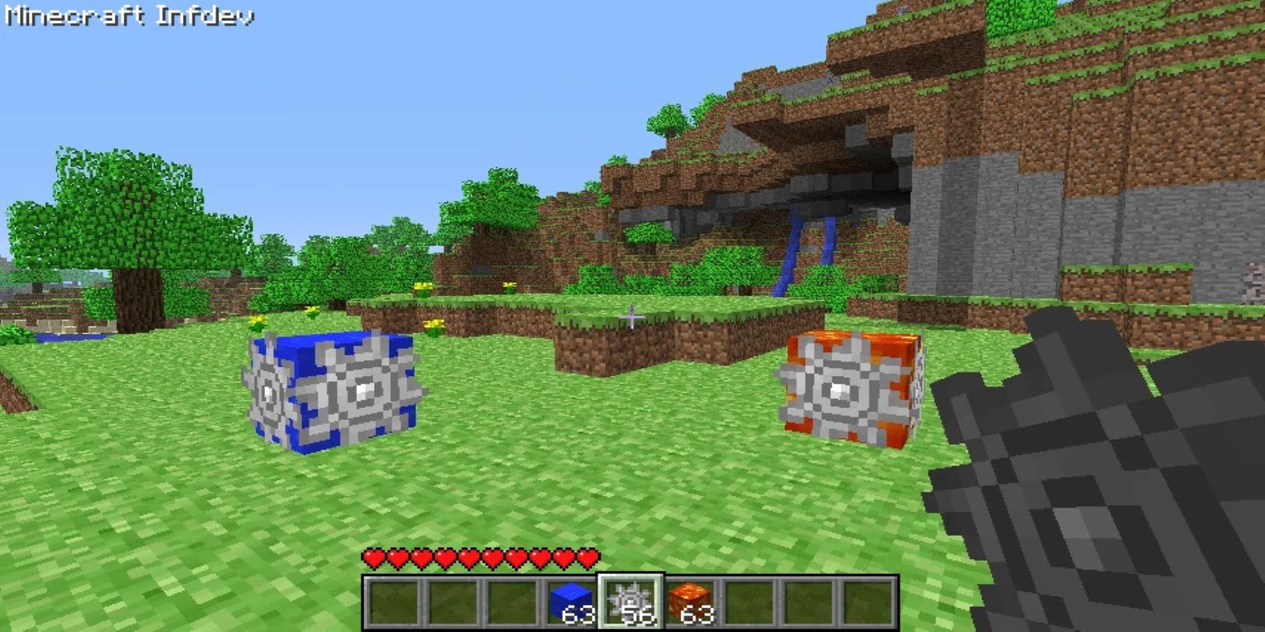 Gears on infinite water and lava blocks in Minecraft Infdev