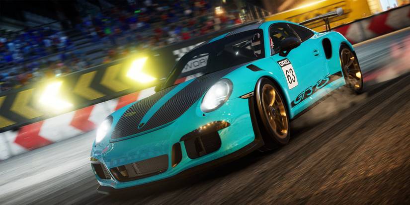 Grid Legends - Driving a teal car.