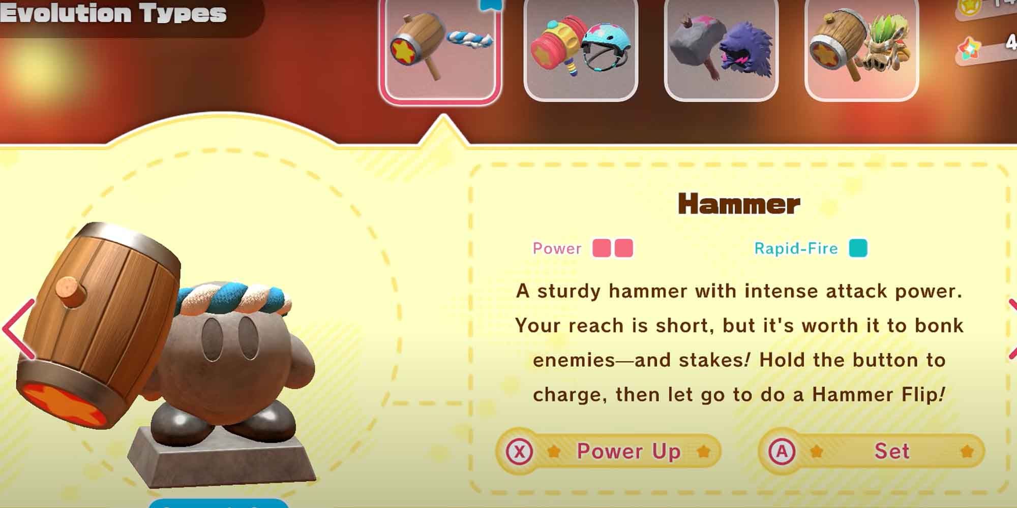 The Hammer copy ability in Kirby in The Forgotten Land