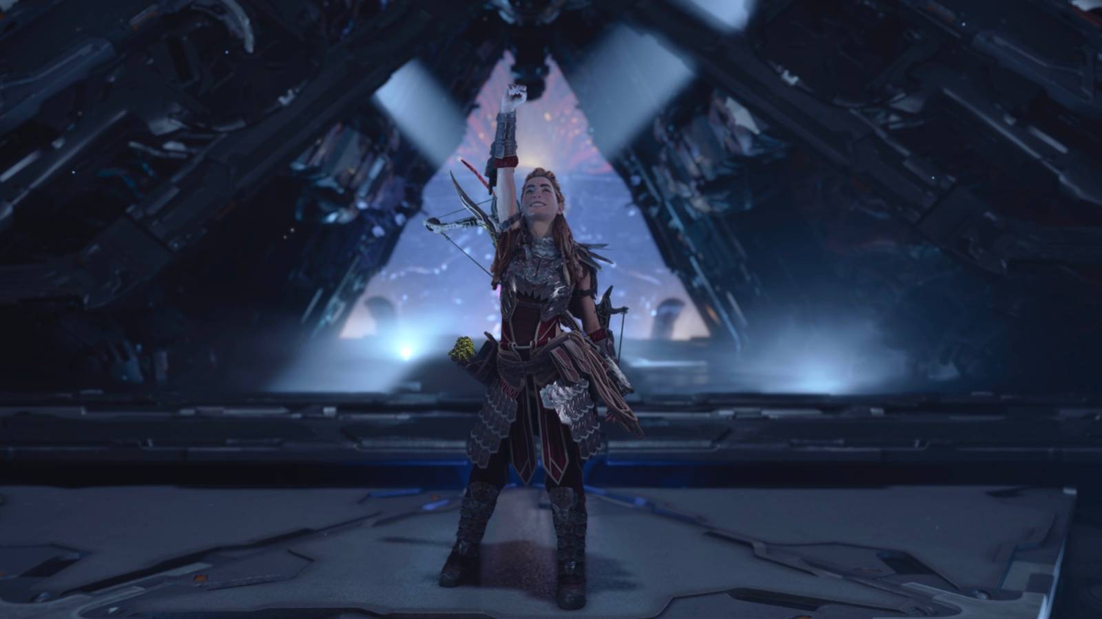 Horizon Forbidden West Aloy standing proud in a Cauldron
