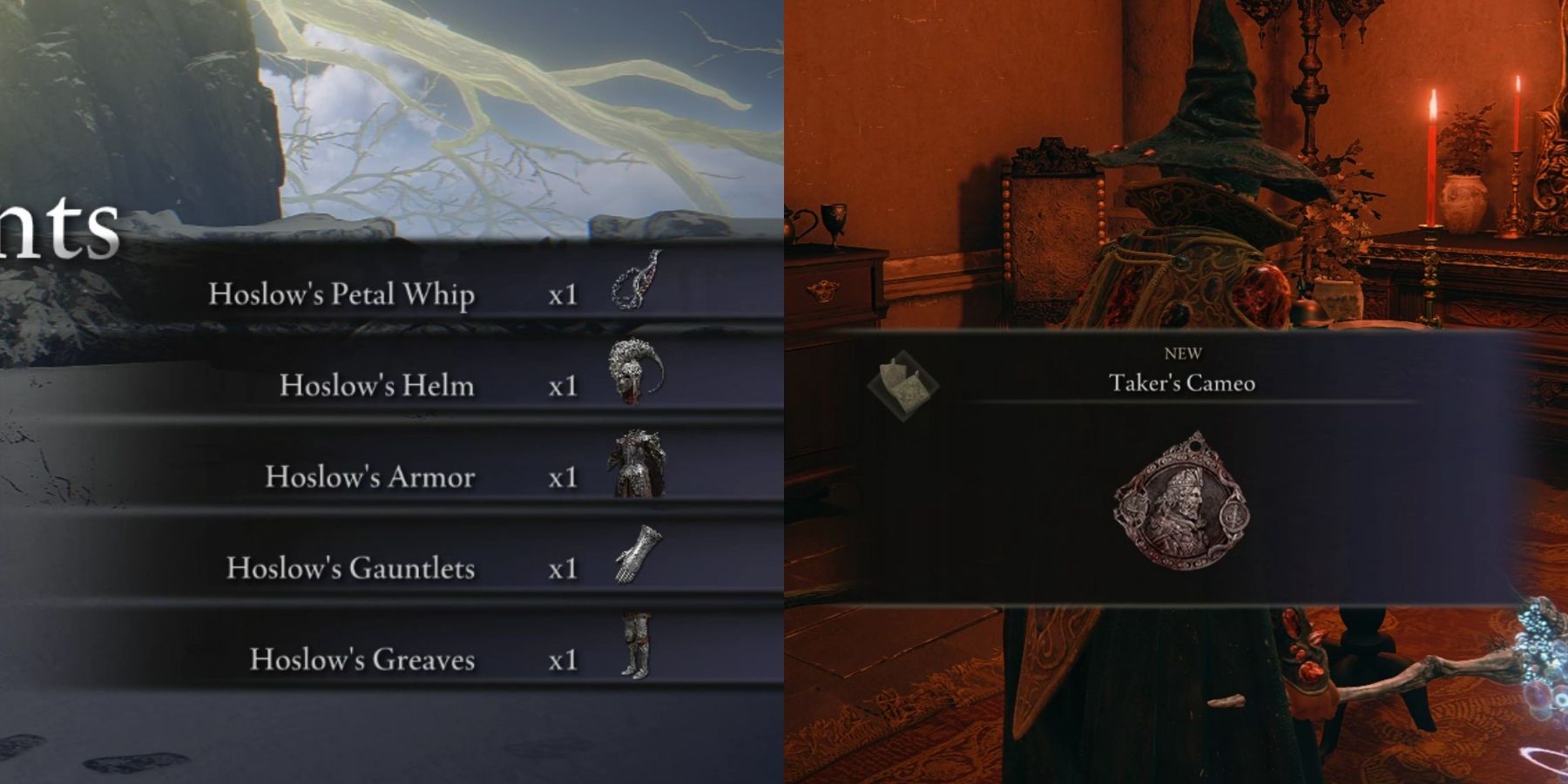 Hoslow's set and Taker's Cameo talisman in Elden ring