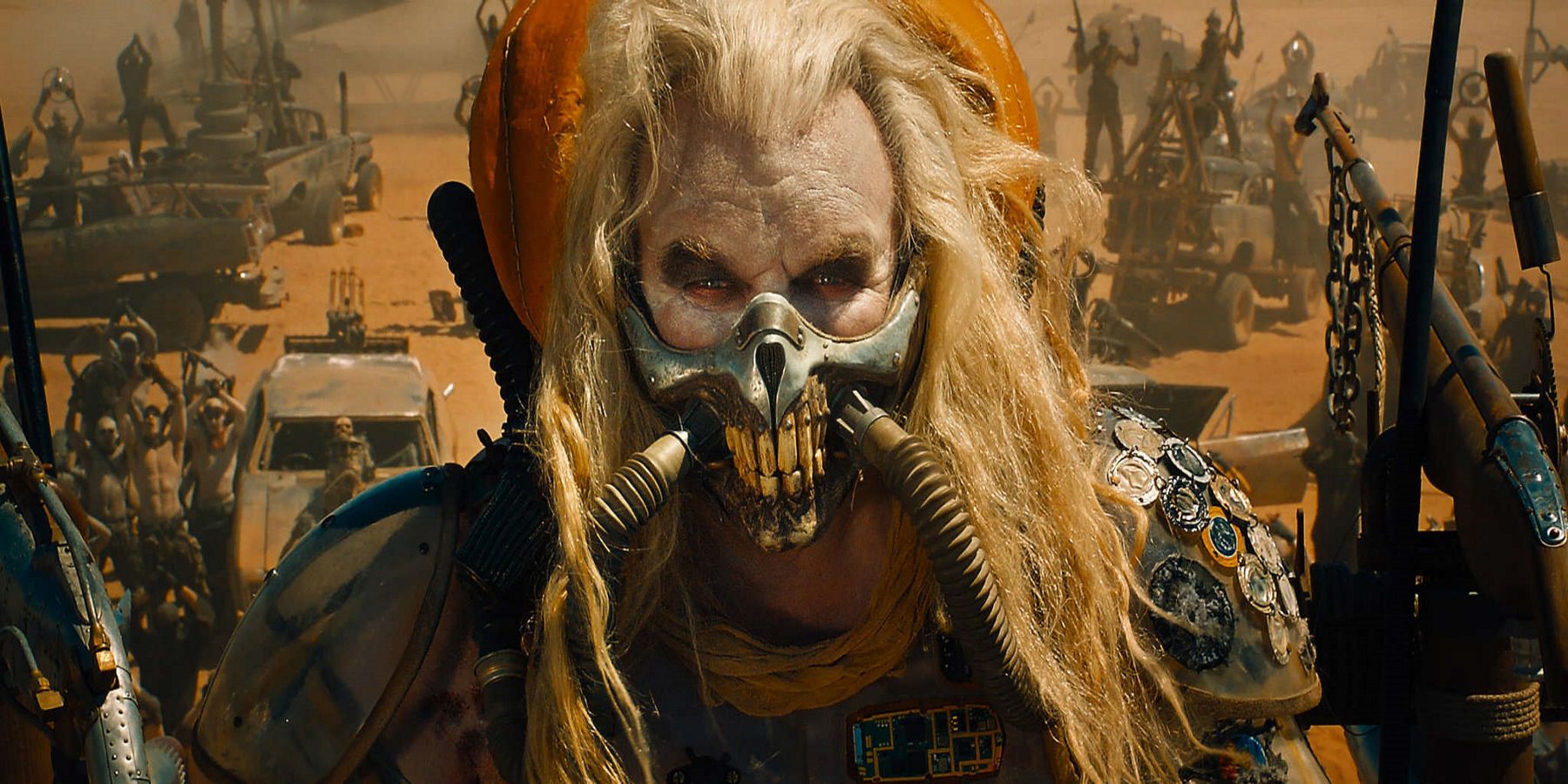 Immortan Joe in front of his army in Mad Max: Fury Road