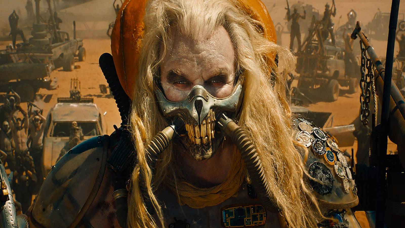 Immortan Joe in front of his army in Mad Max: Fury Road
