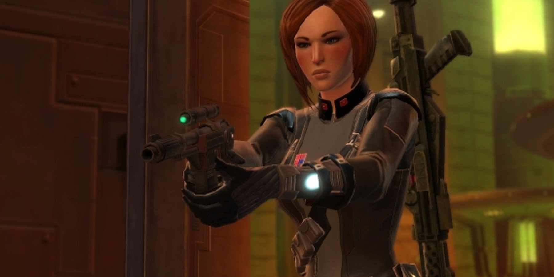 Imperial Agent brandishing a pistol