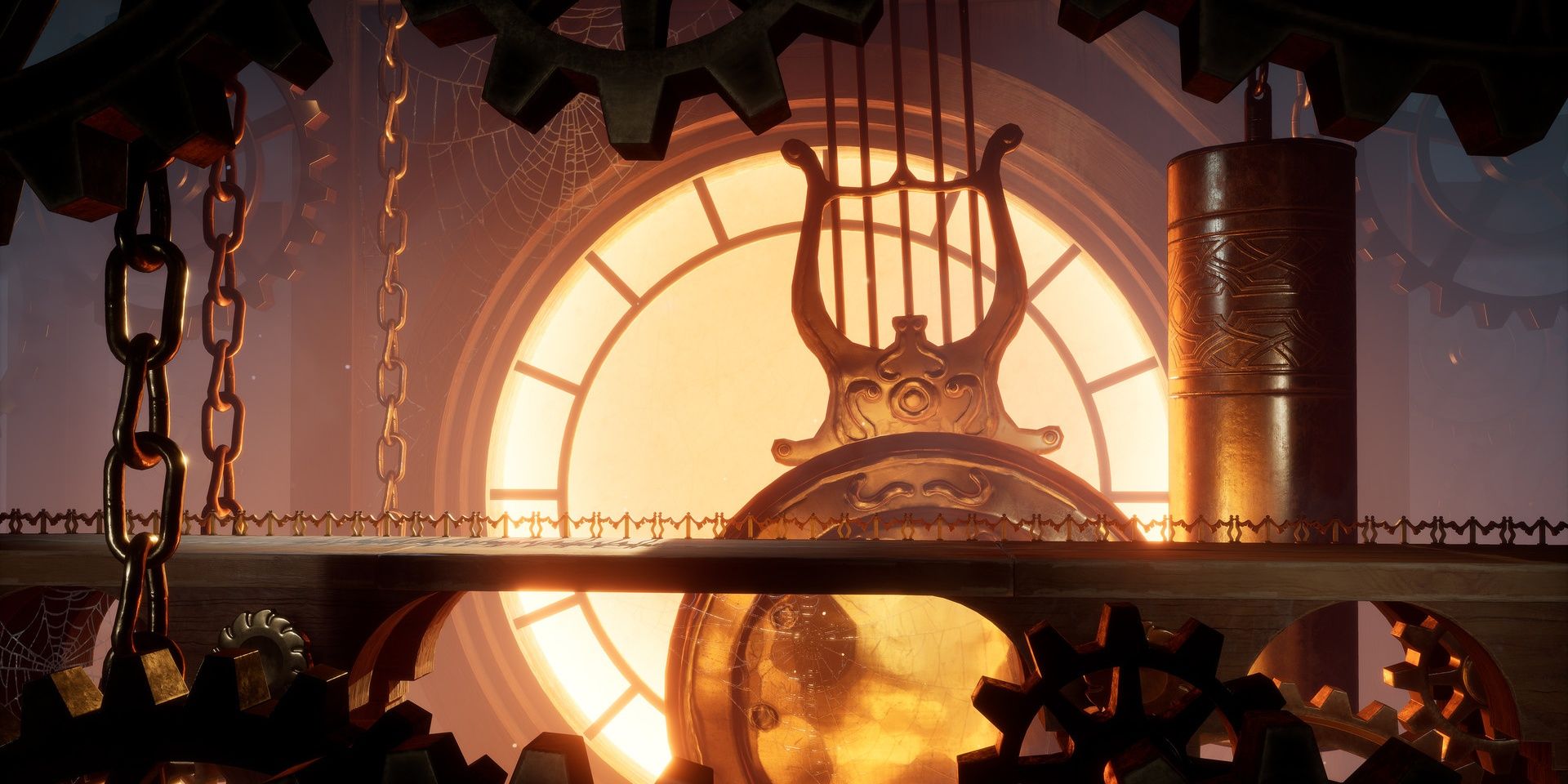 A wide shot of the inside of the clock tower in It Takes Two