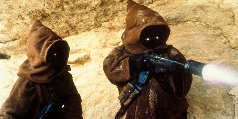 Star Wars Jawas Dathcha firing blaster