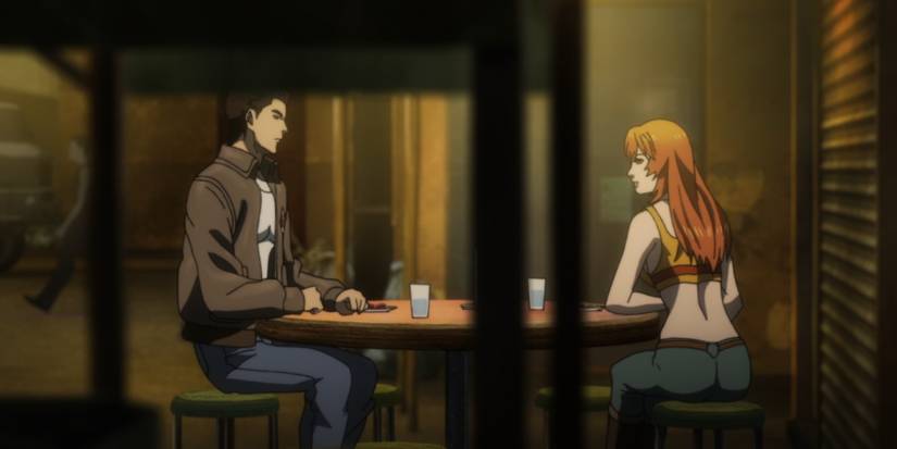 Joy and Ryu dining in Shenmue anime