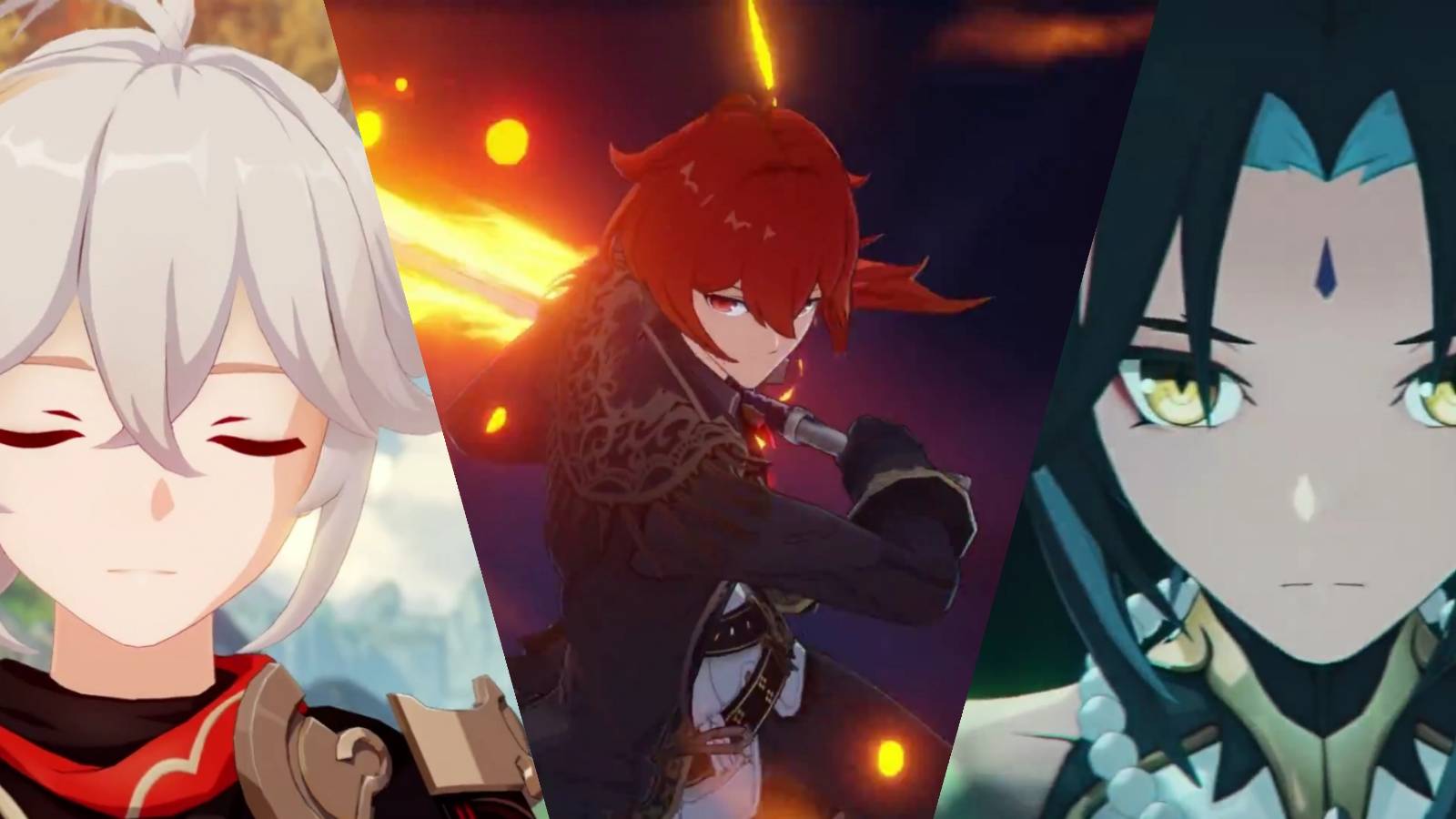 Kazuha Diluc and Xiao from Genshin Impact