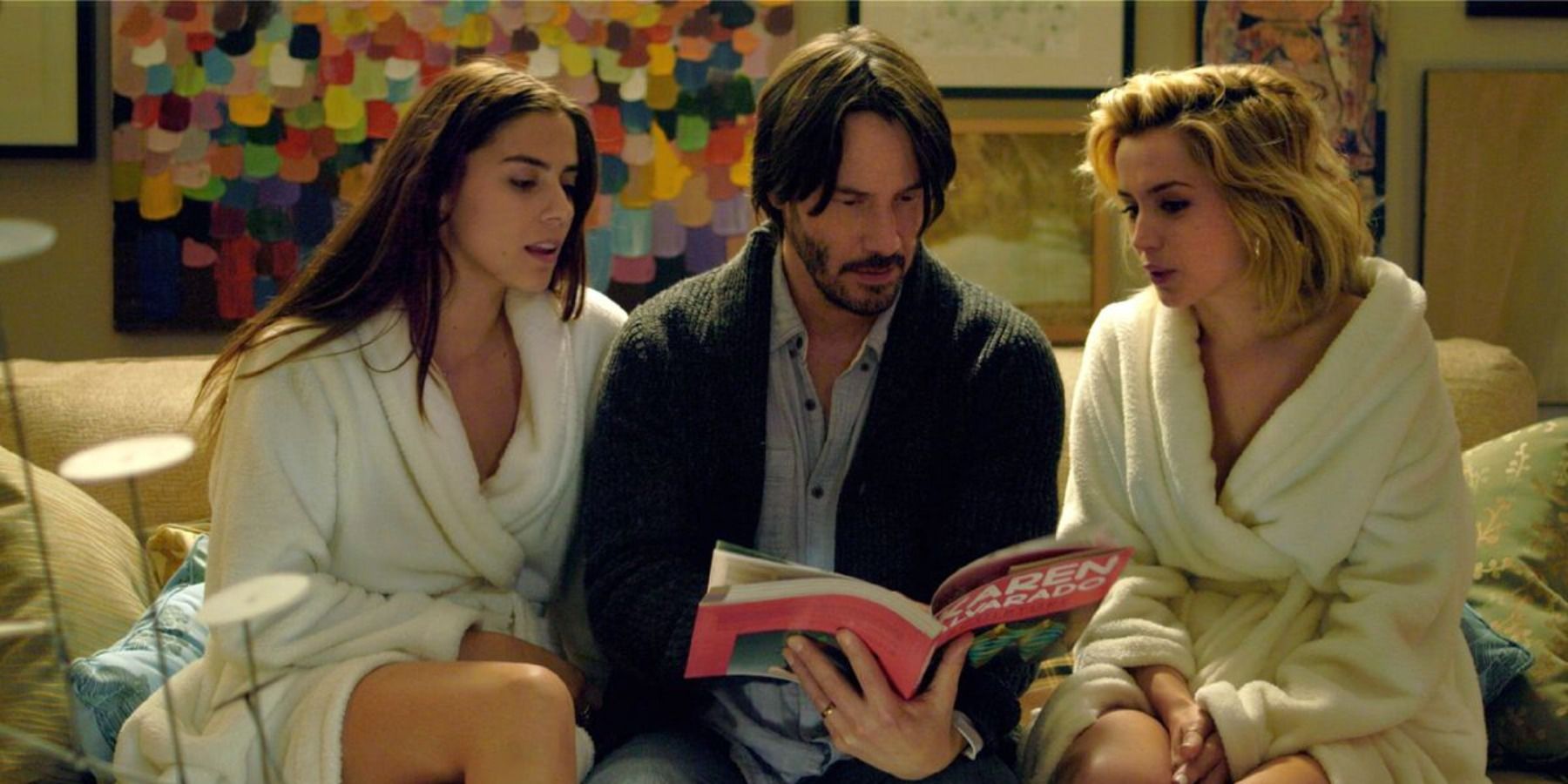 Keanu reading to Ana de Armas