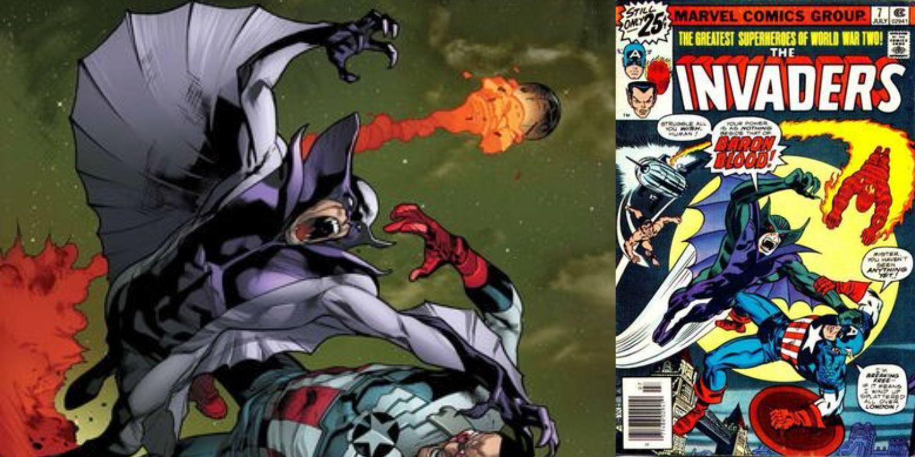 Marvel Baron Blood comic attacking Captain America