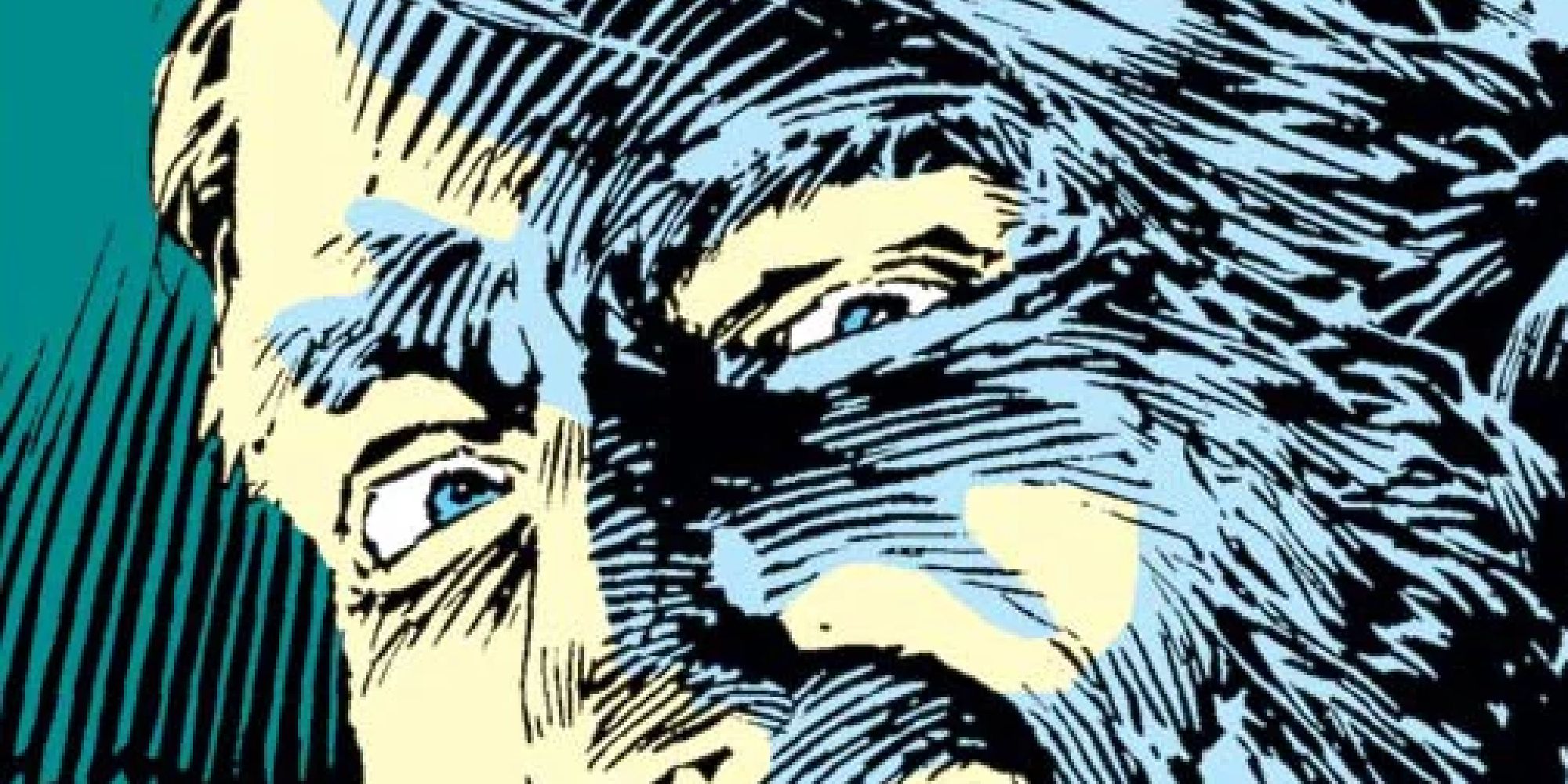 A close-up of Arthur Harrow's face in the comics 