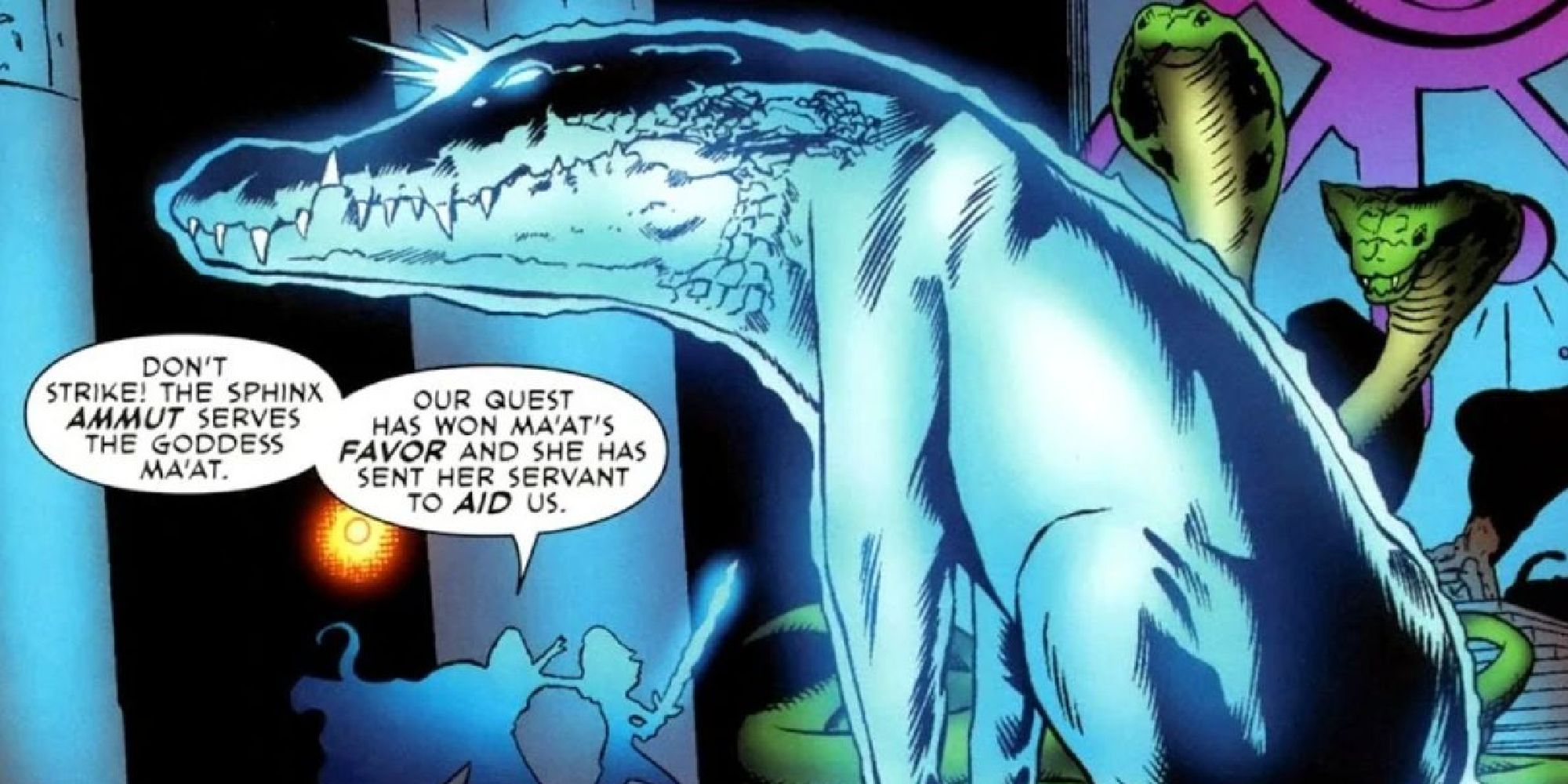 Ammut as he appears in Marvel comics glowing blue