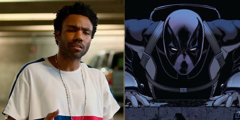 Donald Glover as Aaron Davis in Homecoming; the Prowler climbing a building in the comics