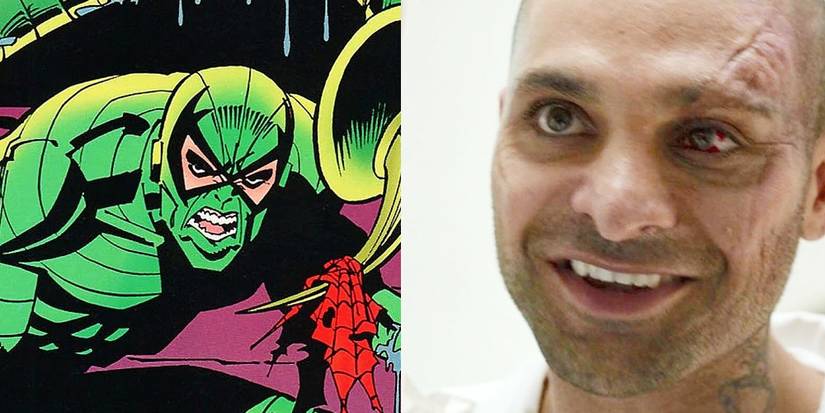 Scorpion with a piece of Spider-Man's suit on his tail; Michael Mando as Mac Gargan in Homecoming