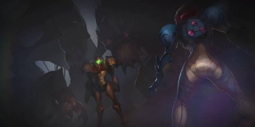 A flashback of SA-X facing off against Samus in Metroid Dread