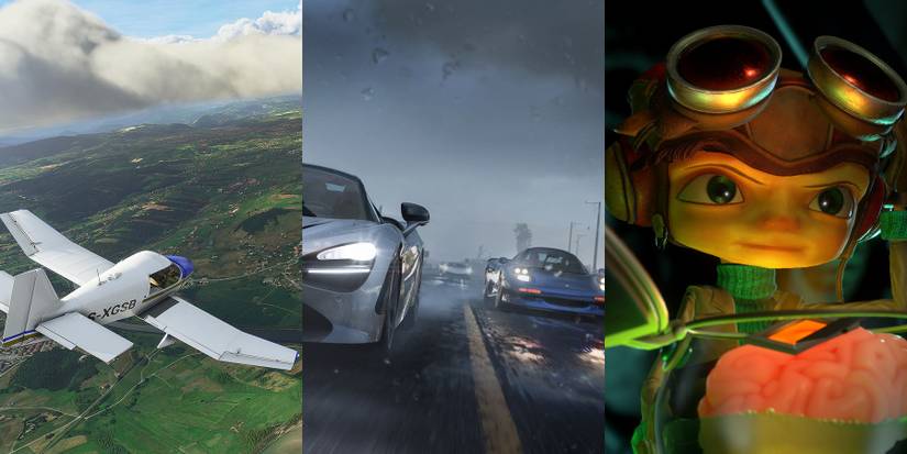 Miscrosoft Flight Simulator Forza Horizon 5 and Psychonauts 2