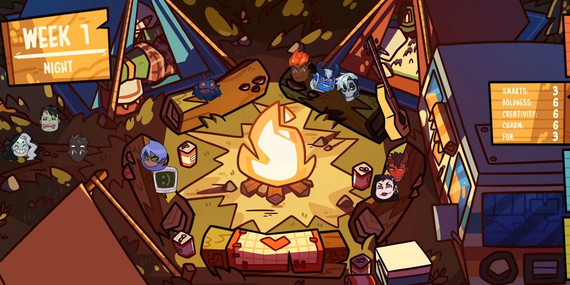 Monster Prom 2 - The campfire.