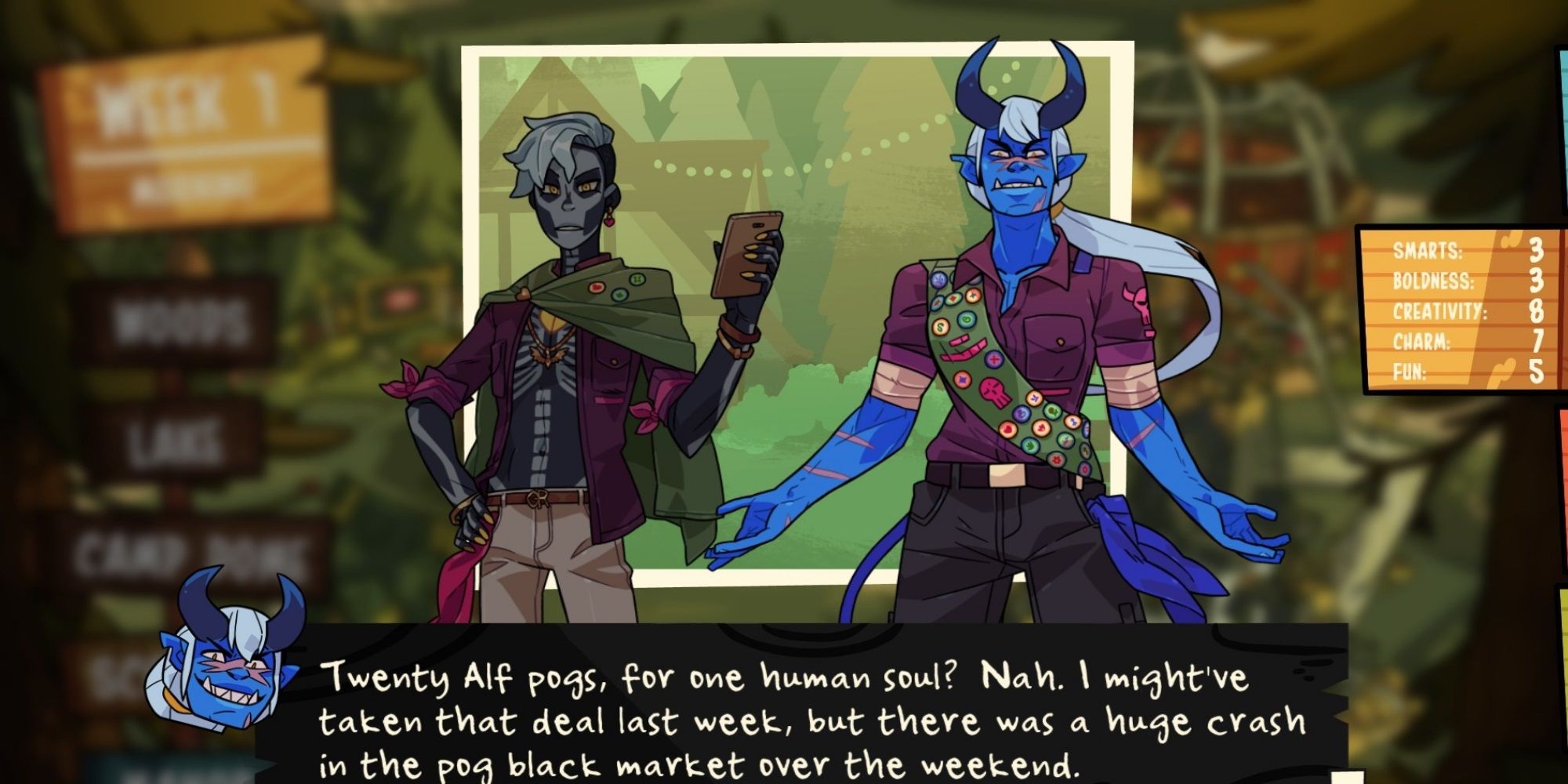 Monster Prom 2 - Talking about pogs.