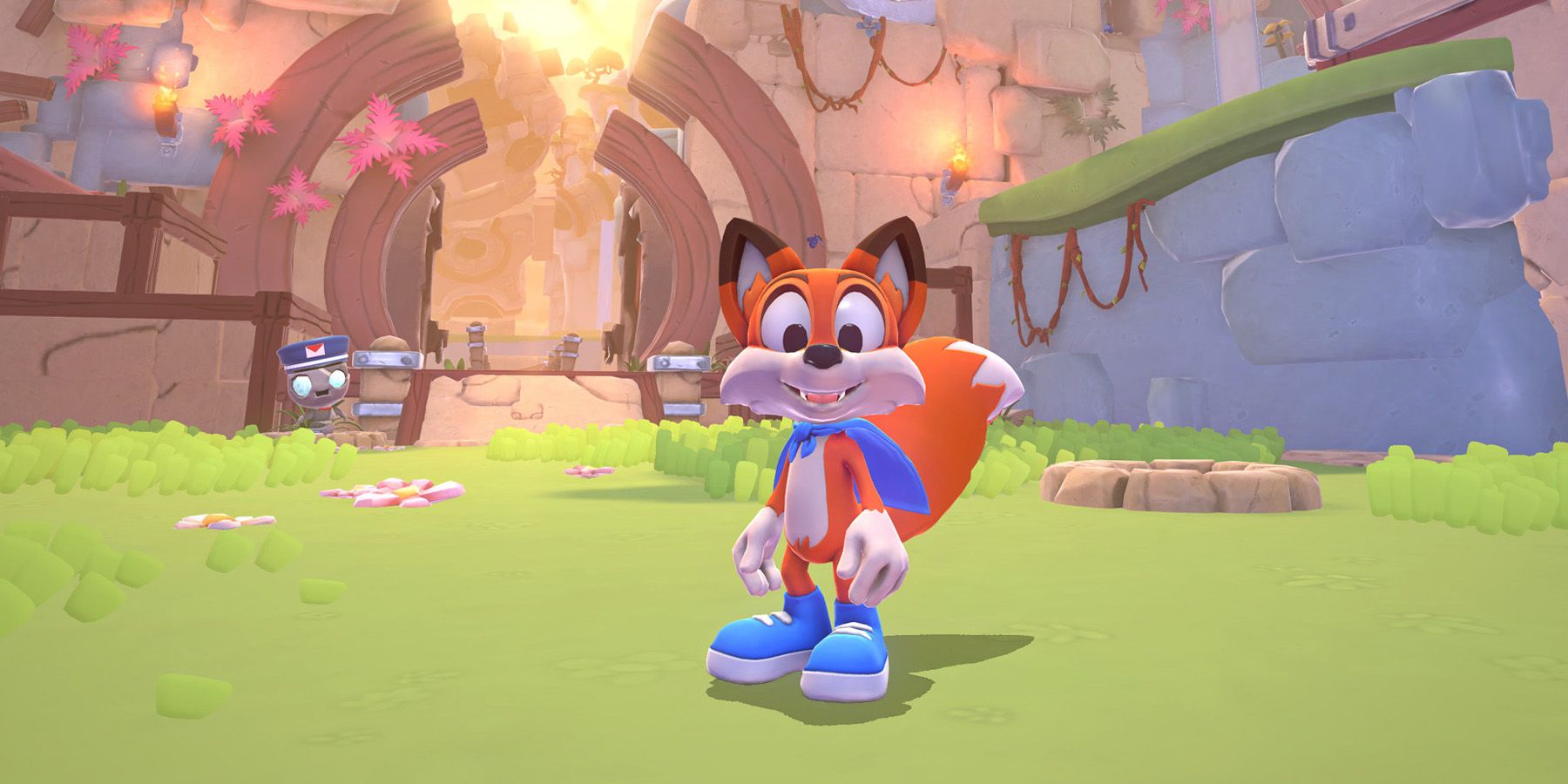 New Super Lucky's Tale Lucky the fox in a lovely green setting