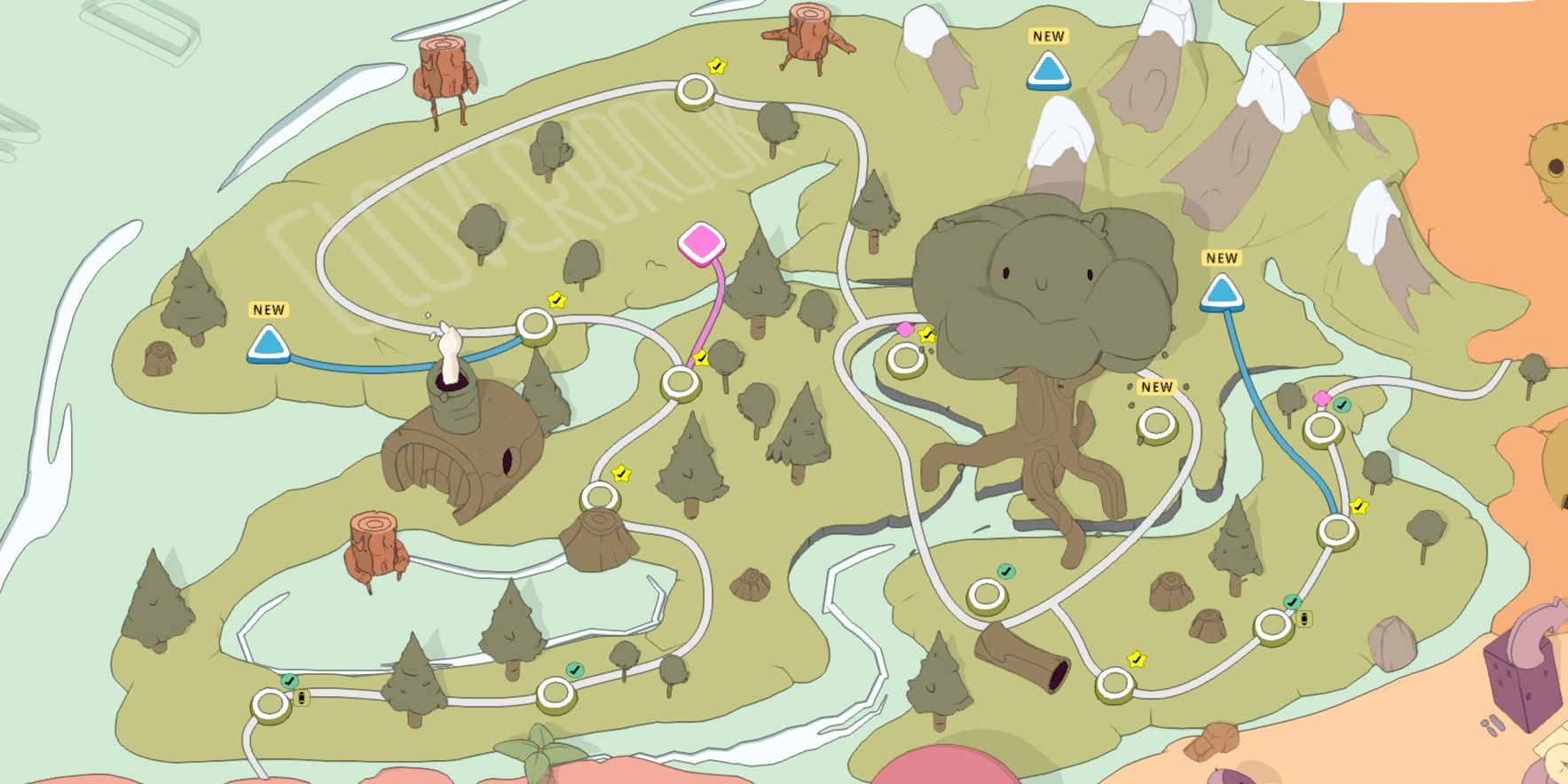 The forest world map in OlliOlli World