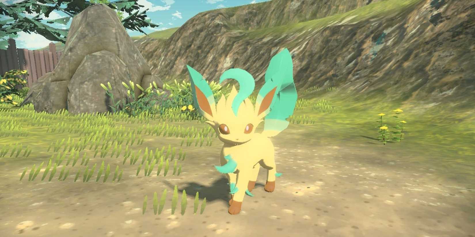 Pokemon Legends Arceus Leafeon by a mountain