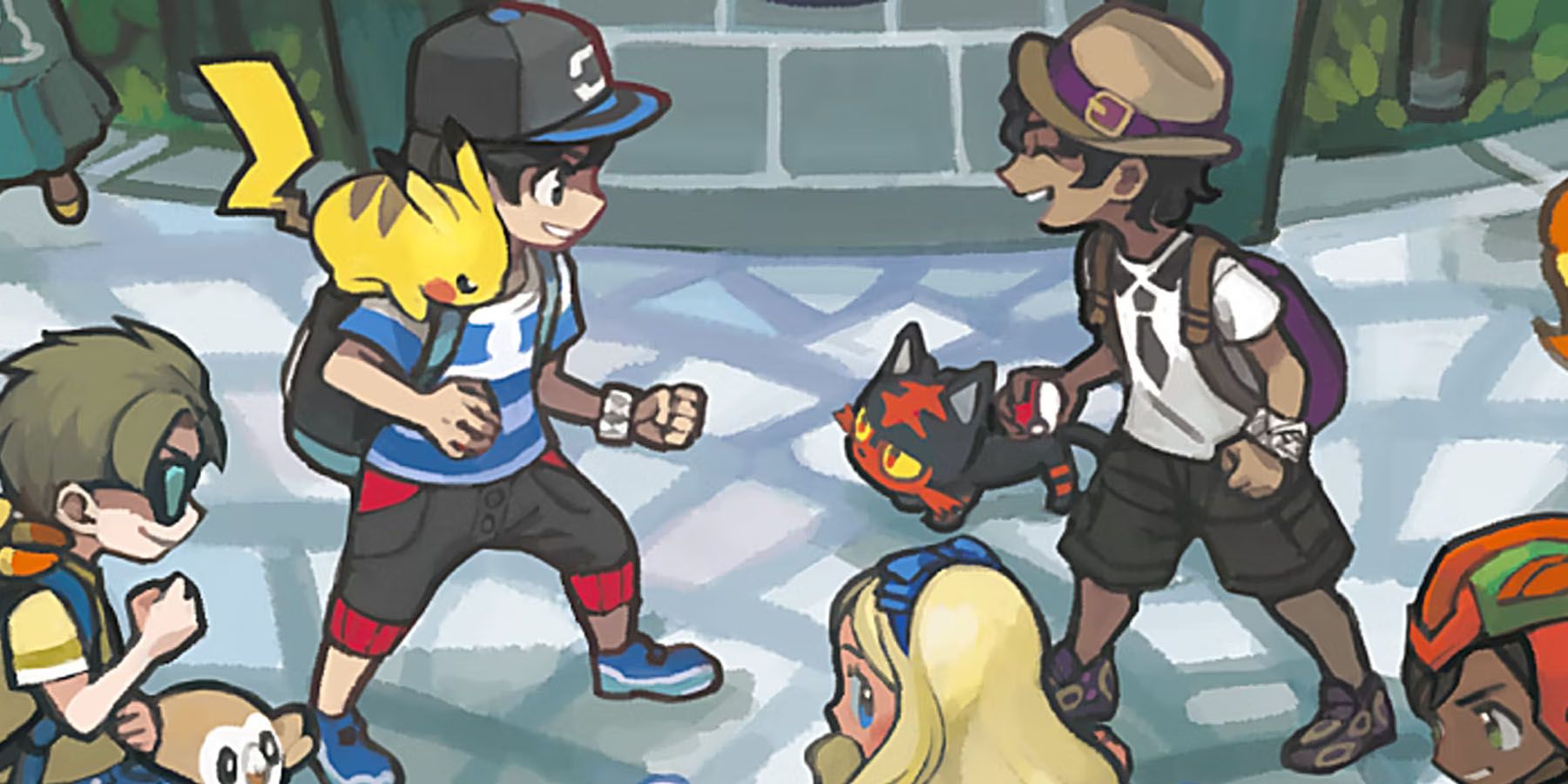 Pokemon Trainers facing off each other