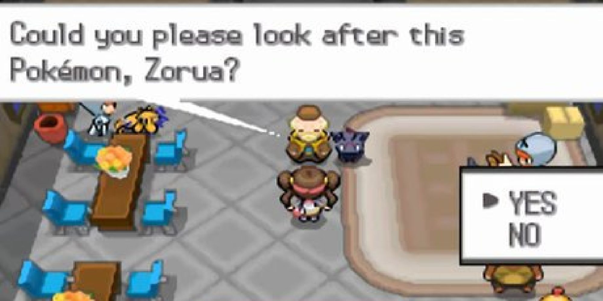 One of the Seven Sages gifting a player with N's Zorua in Black 2 & White 2