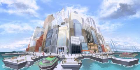 Artwork of Castelia City from Pokemon Black 2 & White 2