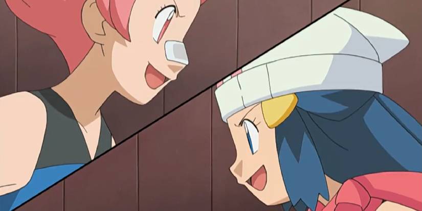 Dawn facing off against Maylene in a Pokemon battle
