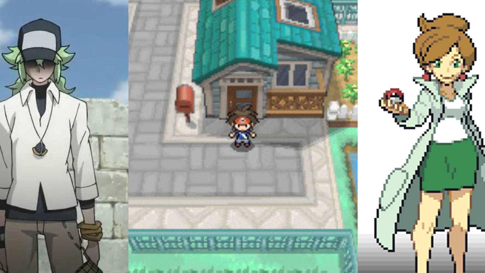N in episode 15 of Pokemon Generations; the player outside their home in Aspertia City in B2W2; Professor Juniper in the opening of B&W