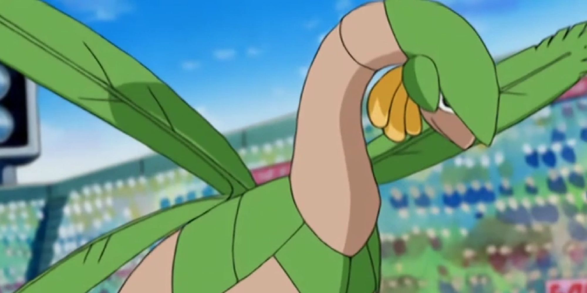Tropius in battle at a tournament in the anime