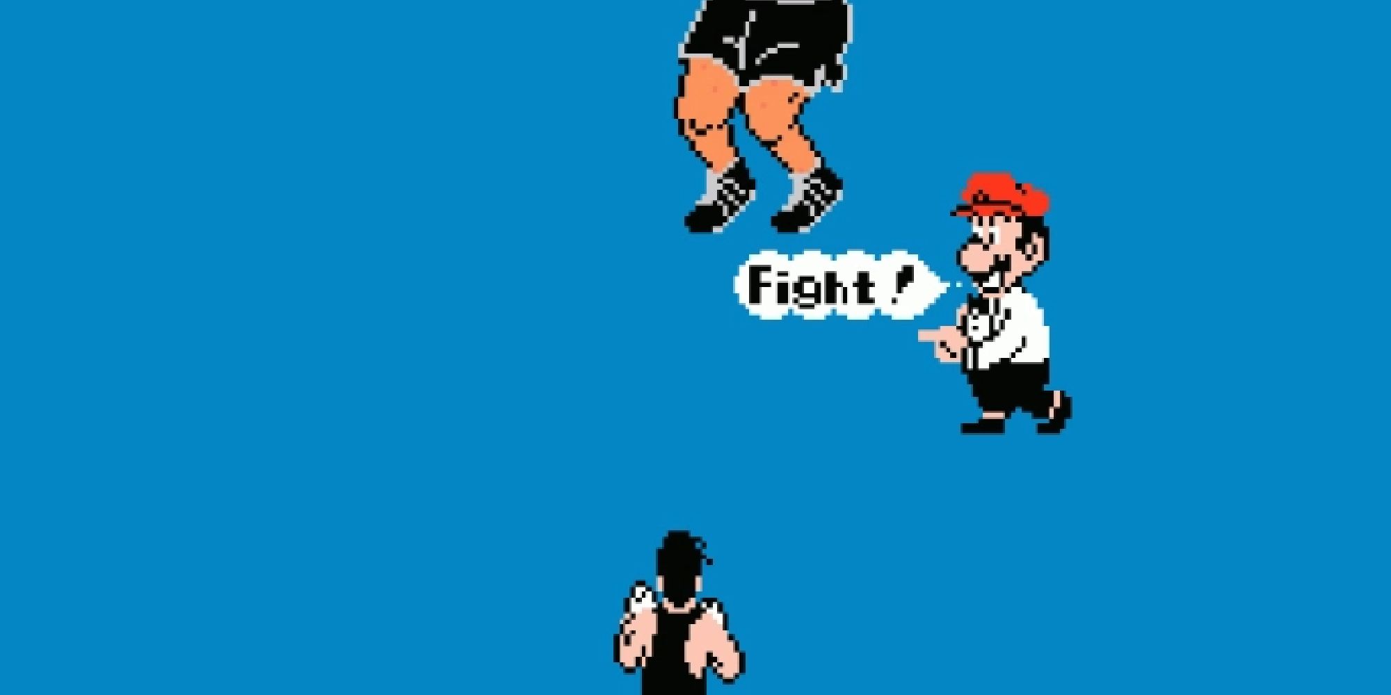 Mario counting down a fight for Little Mac in Punch-Out!! for NES