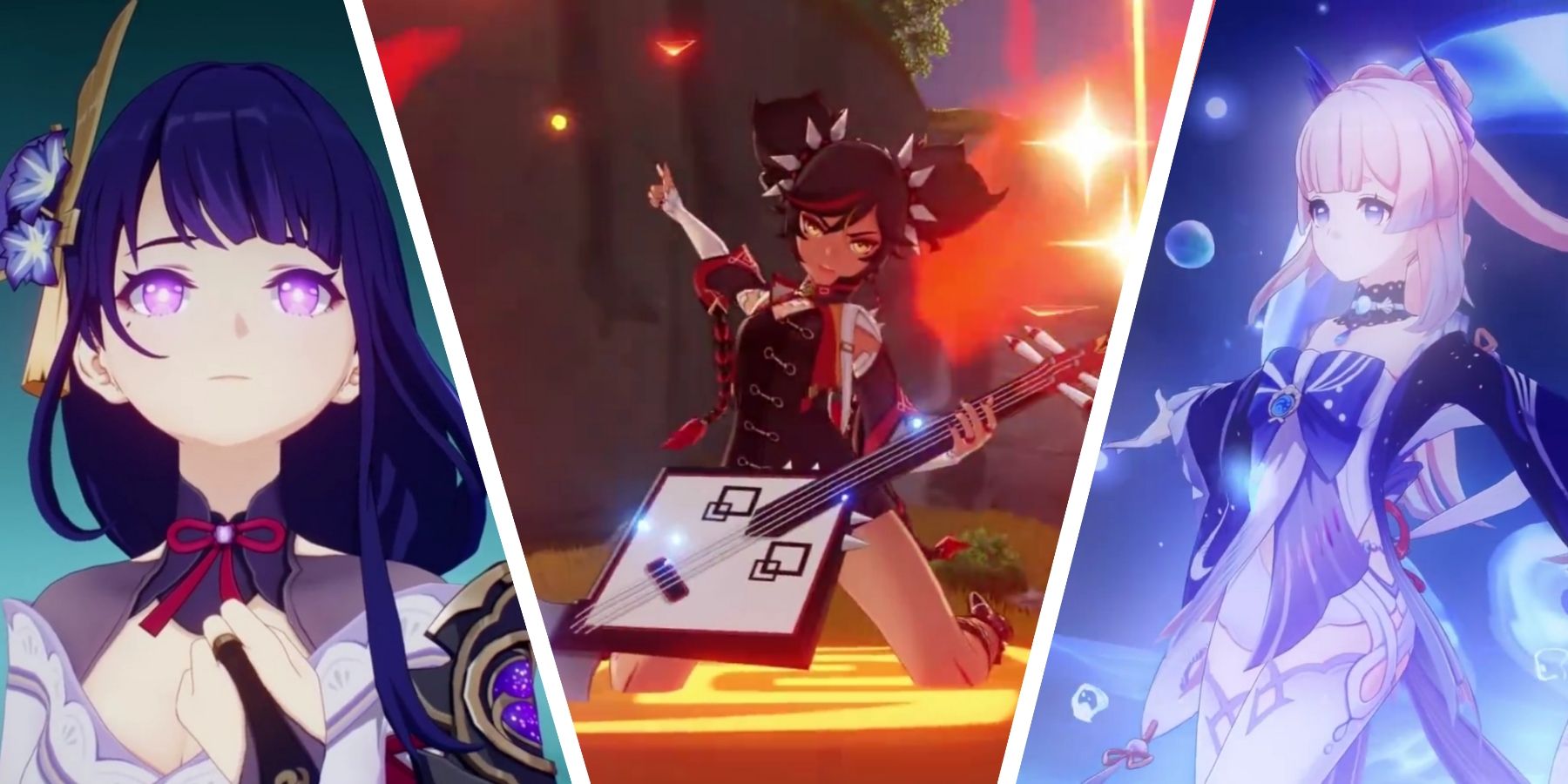 Raiden Shogun, Xinyan, and Kokomi