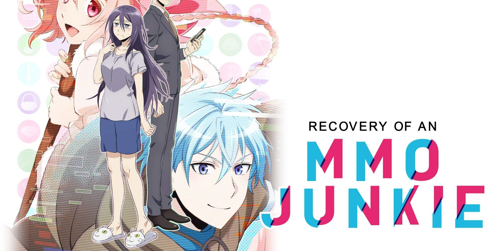 Main characters from Recovery of an MMO Junkie posing together