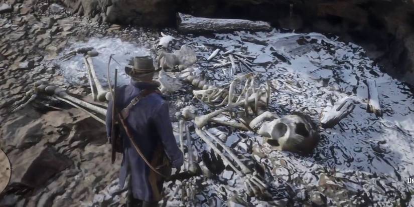 Skeleton of a giant found in Red Dead Redemption 2. 