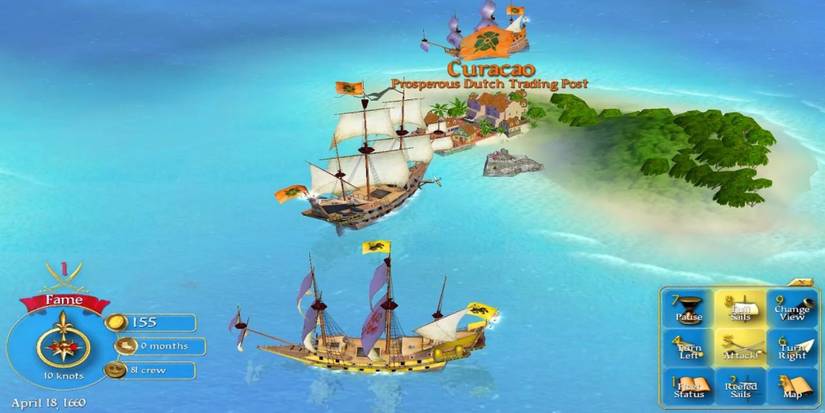 Fighting two ships in Sid Meier's Pirates (2004)