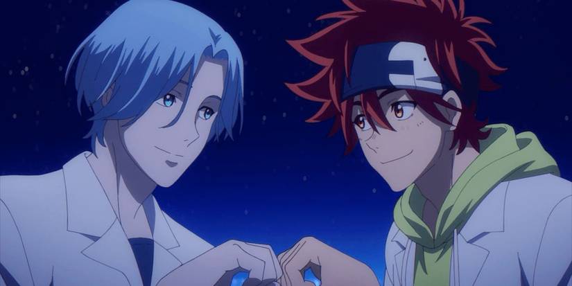  Reki and Langa smiling and making infinity sign