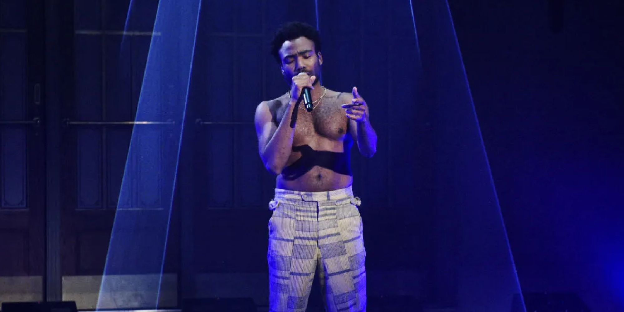 Donald Glover performing "This Is America" as Childish Gambino in 2018