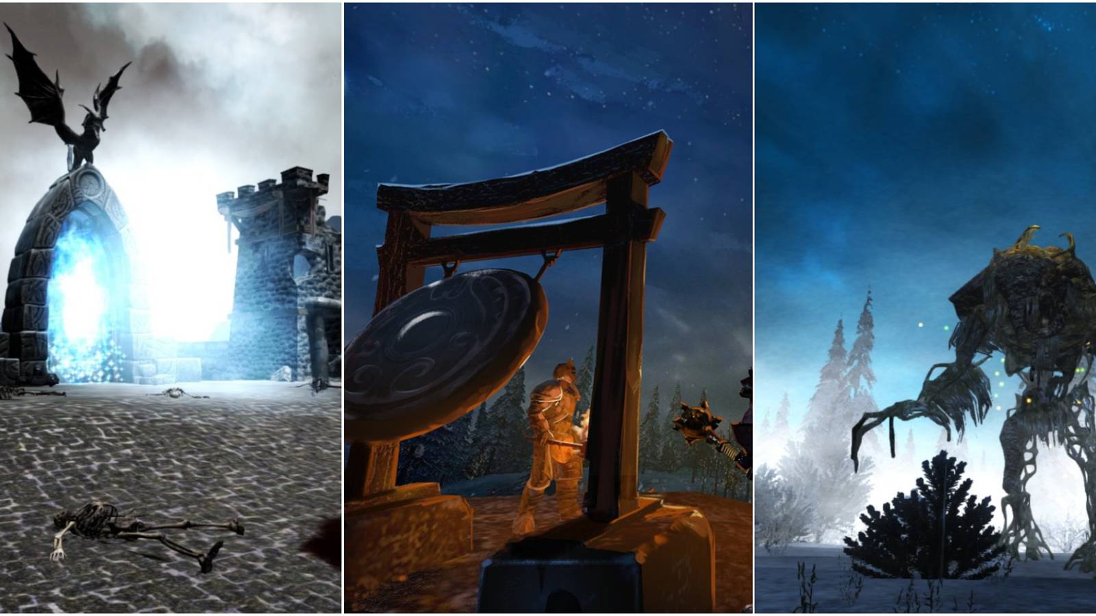 Savage Lands - A joined image of 3 screenshots.