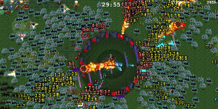 Surviving the Mad Forest for thirty minutes in Vampire Survivors