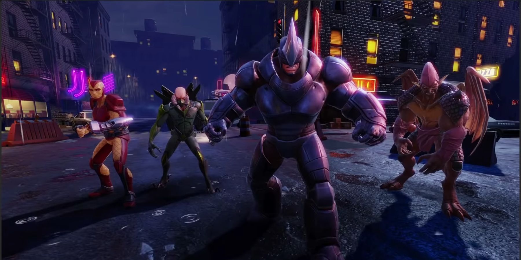 Shocker, Vulture, Rhino, and Green Goblin as Sinister Six members in Marvel Strike Force