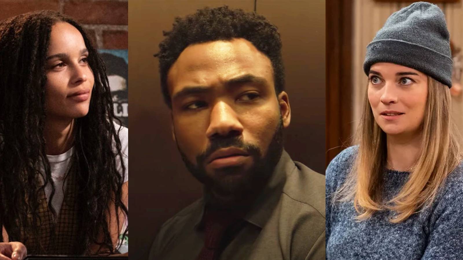 Zoe Kravitz in High Fidelity; Donald Glover in Atlanta season 3; Annie Murphy in sitcom format in Kevin Can F Himself