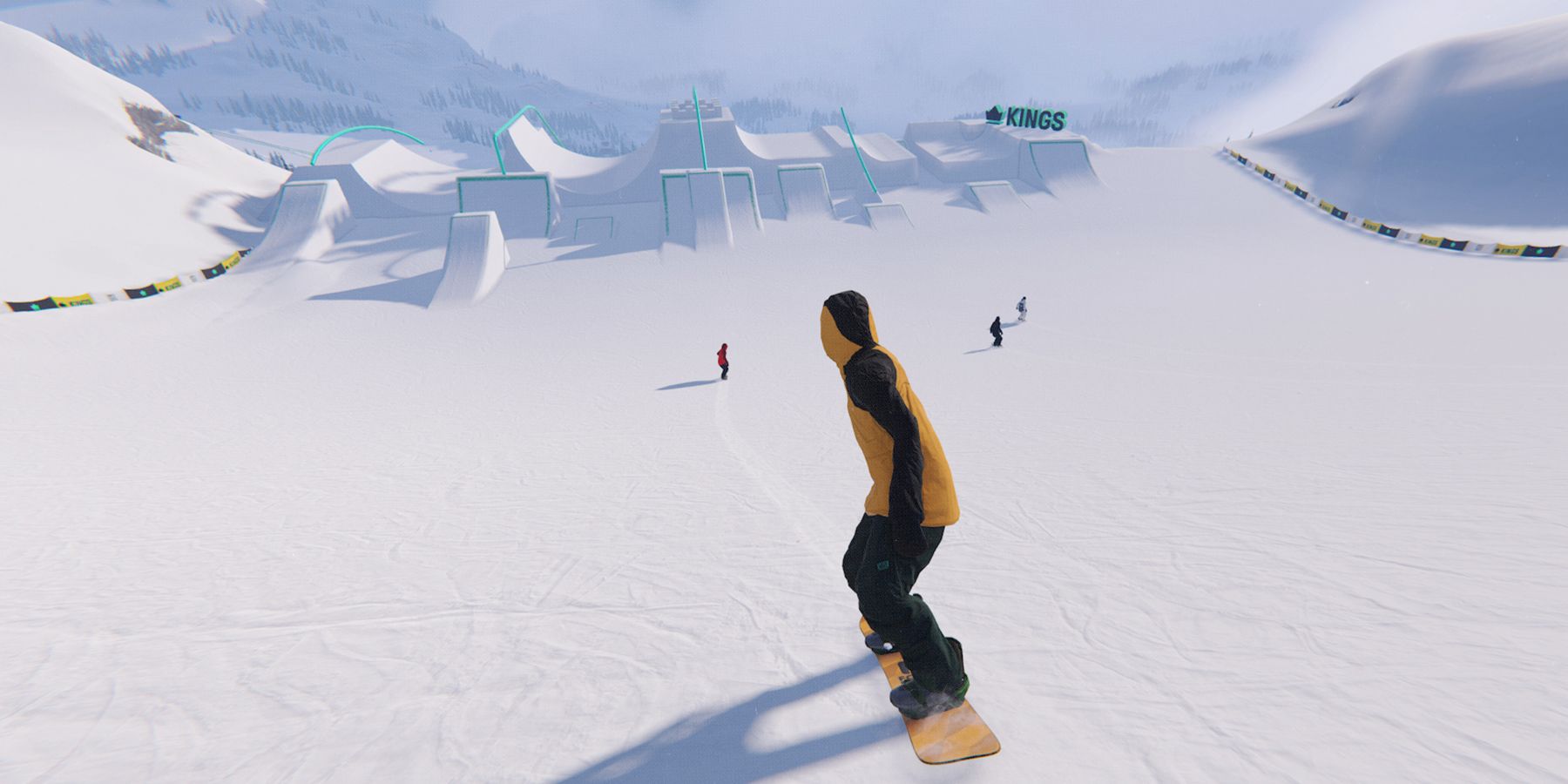 Shredders snowboard slope and jumps