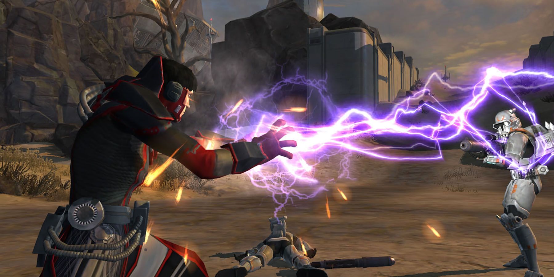 Sith Warrior unleashing Force Lightning