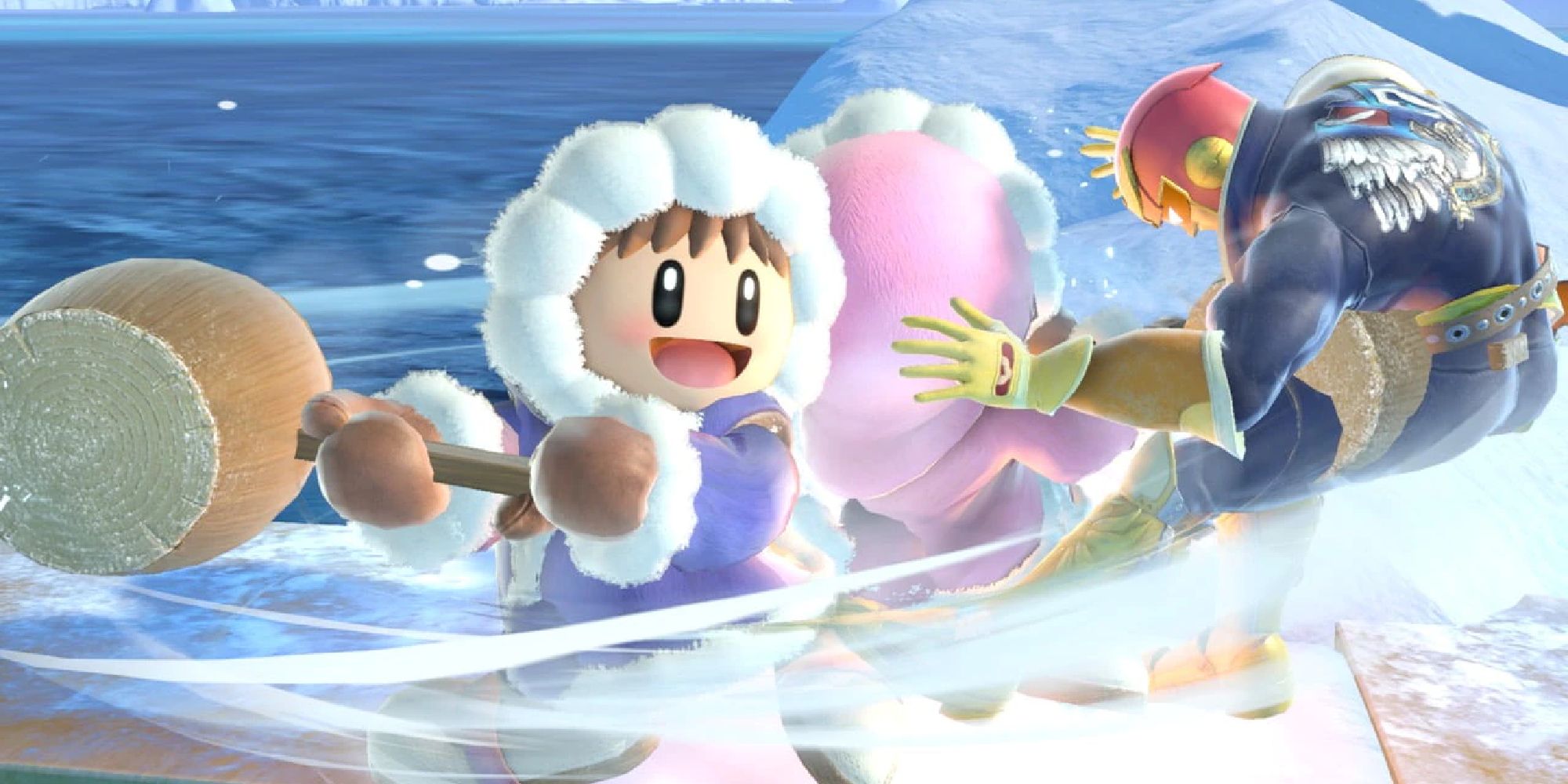 Ice Climbers spin-attacking Captain Falcon