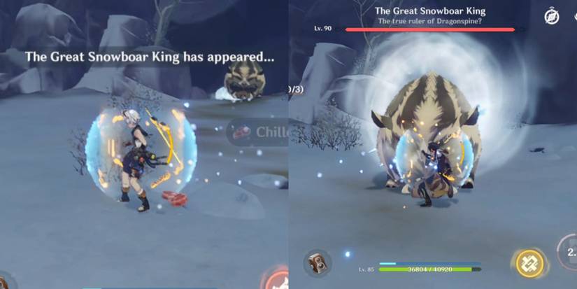 Genshin Impact Snowboar King charging